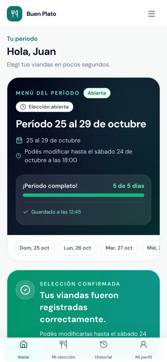 Vista del empleado en el celular