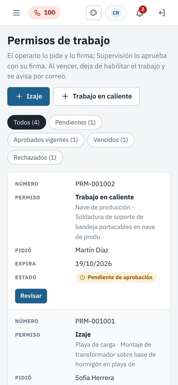Permisos de trabajo en el celular