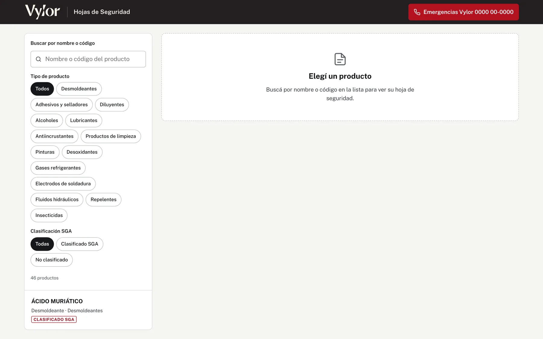 Listado de productos con buscador y filtros.