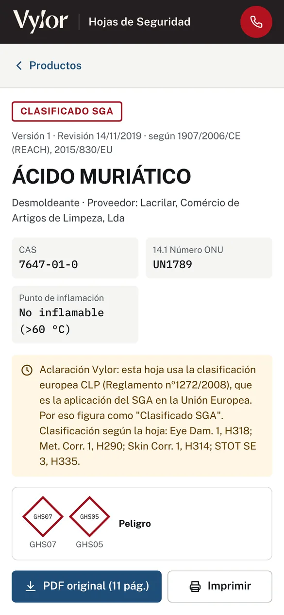 Ficha de un producto en el celular